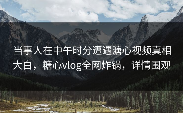当事人在中午时分遭遇溏心视频真相大白，糖心vlog全网炸锅，详情围观