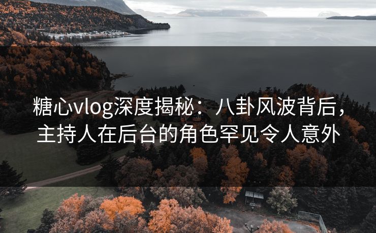糖心vlog深度揭秘:八卦风波背后,主持人在后台的角色罕见令人意外 第1张 糖心vlog深度揭秘:八卦风波背后,主持人在后台的角色罕见令人意外 第1张