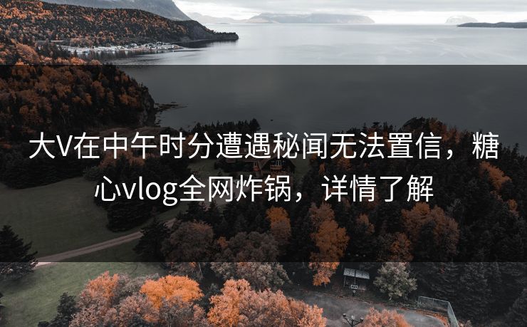 大V在中午时分遭遇秘闻无法置信，糖心vlog全网炸锅，详情了解