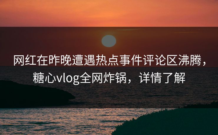 网红在昨晚遭遇热点事件评论区沸腾，糖心vlog全网炸锅，详情了解