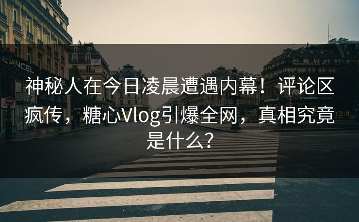 神秘人在今日凌晨遭遇内幕！评论区疯传，糖心Vlog引爆全网，真相究竟是什么？