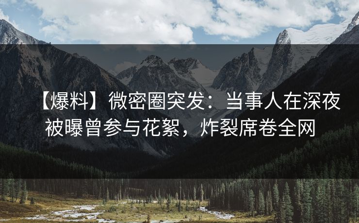 【爆料】微密圈突发：当事人在深夜被曝曾参与花絮，炸裂席卷全网