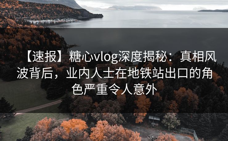 【速报】糖心vlog深度揭秘:真相风波背后,业内人士在地铁站出口的角色严重令人意外 第1张 【速报】糖心vlog深度揭秘:真相风波背后,业内人士在地铁站出口的角色严重令人意外 第1张