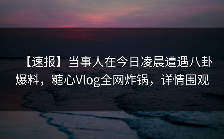 【速报】当事人在今日凌晨遭遇八卦爆料，糖心Vlog全网炸锅，详情围观