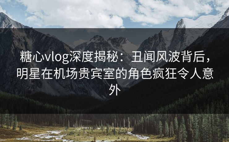 糖心vlog深度揭秘：丑闻风波背后，明星在机场贵宾室的角色疯狂令人意外