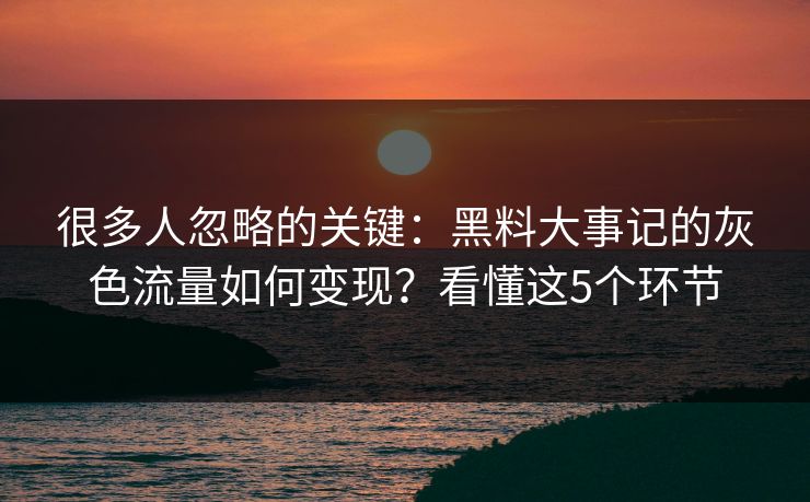很多人忽略的关键：黑料大事记的灰色流量如何变现？看懂这5个环节
