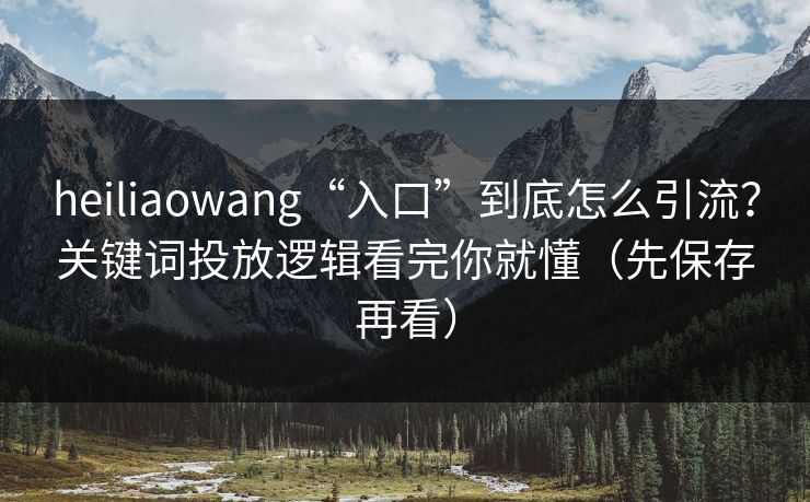 heiliaowang“入口”到底怎么引流？关键词投放逻辑看完你就懂（先保存再看）